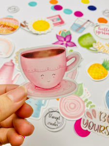 Pink cup waterproof sticker