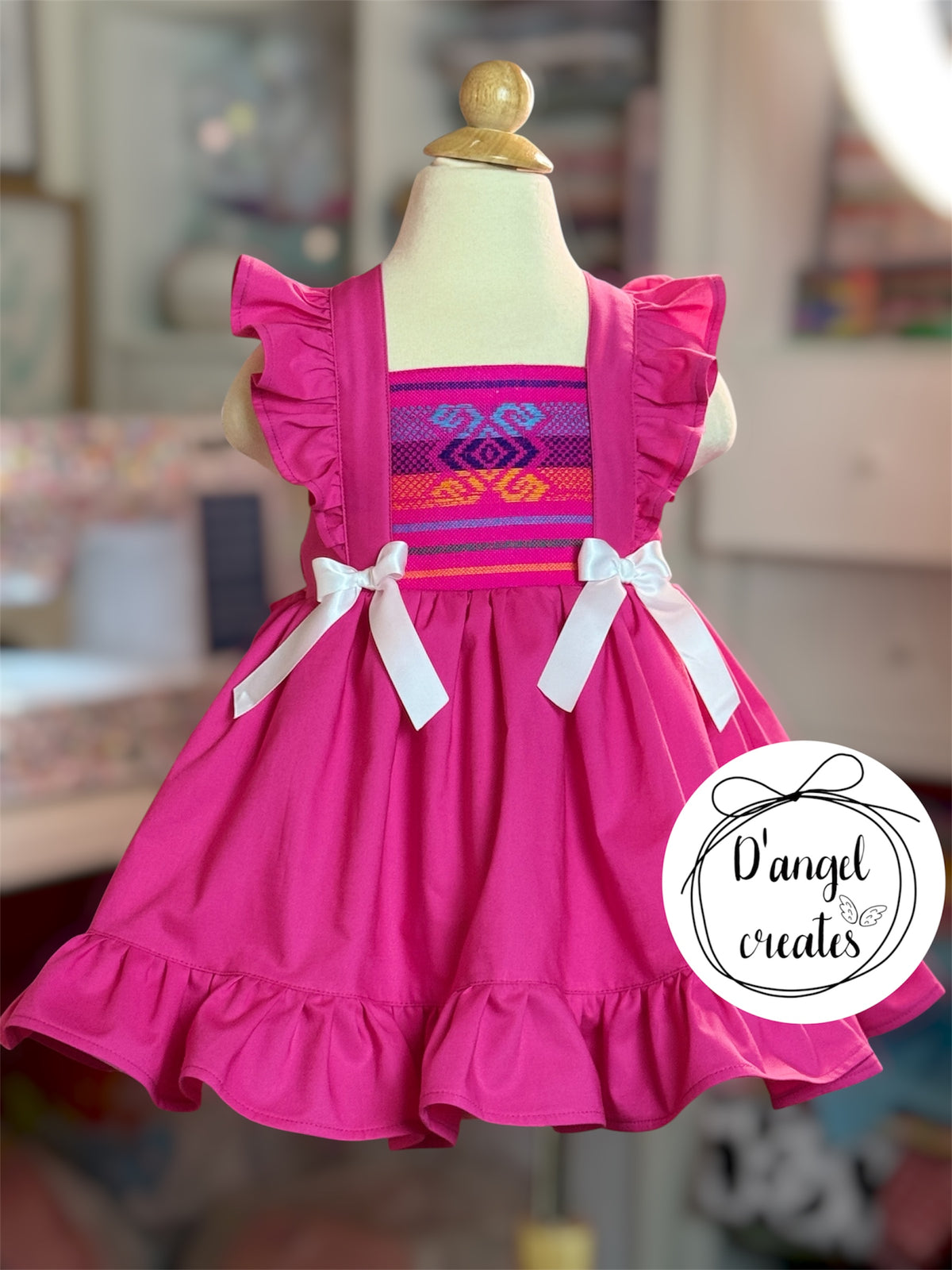 Pink, Fuschia, Folk Mexican Dress