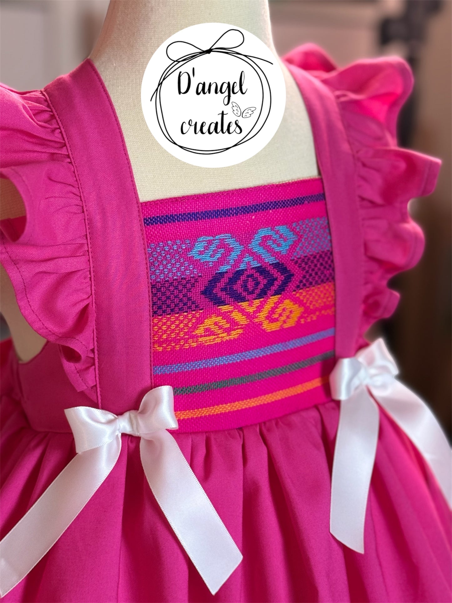 Pink, Fuschia, Folk Mexican Dress