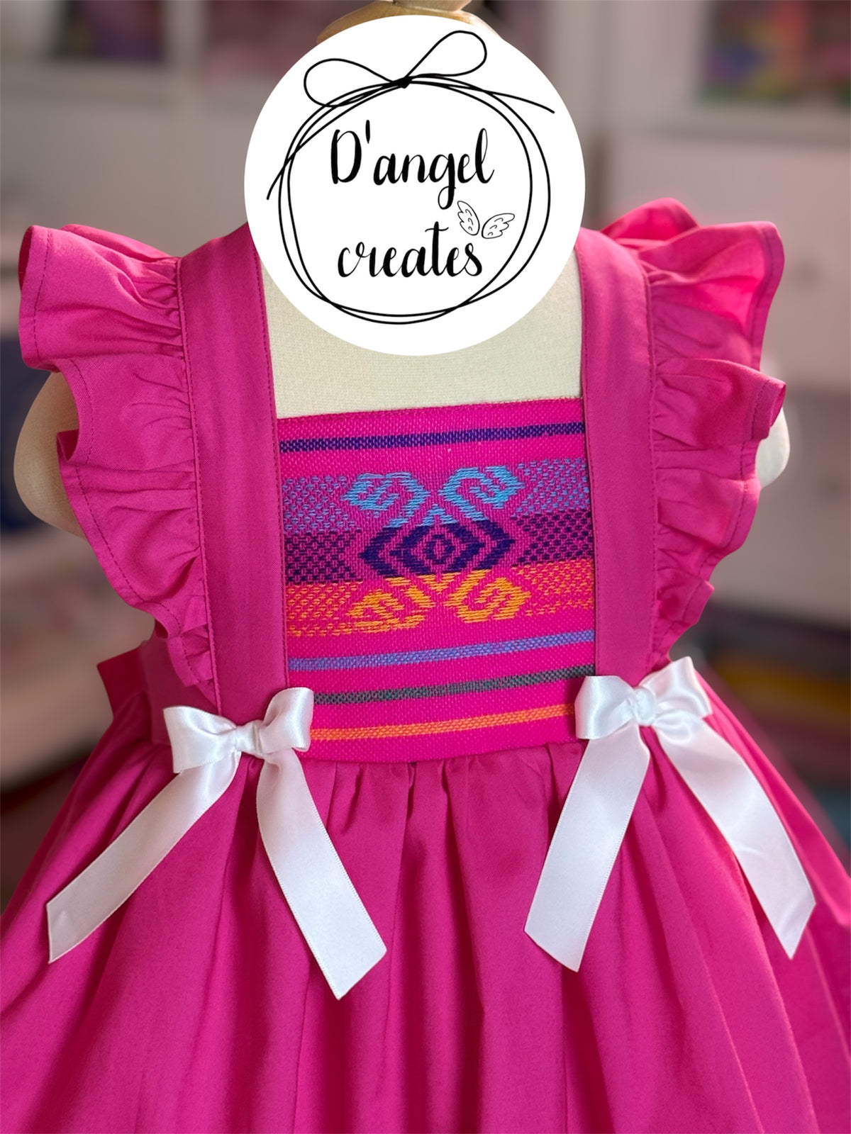 Pink, Fuschia, Folk Mexican Dress