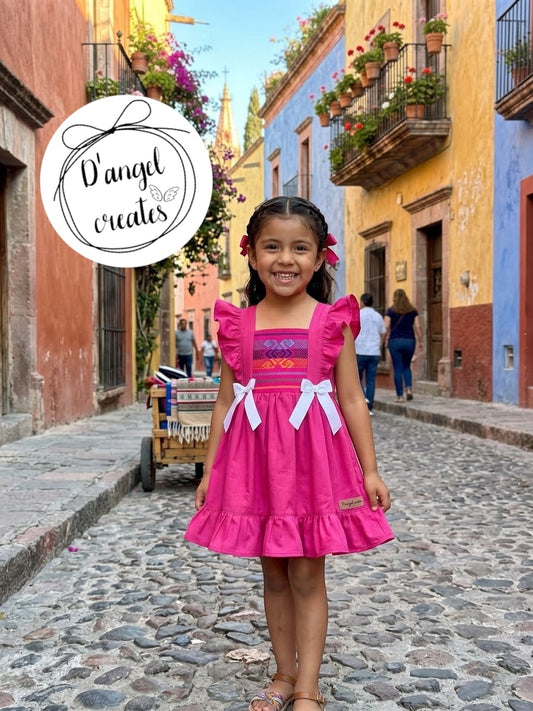 Pink, Fuschia, Folk Mexican Dress