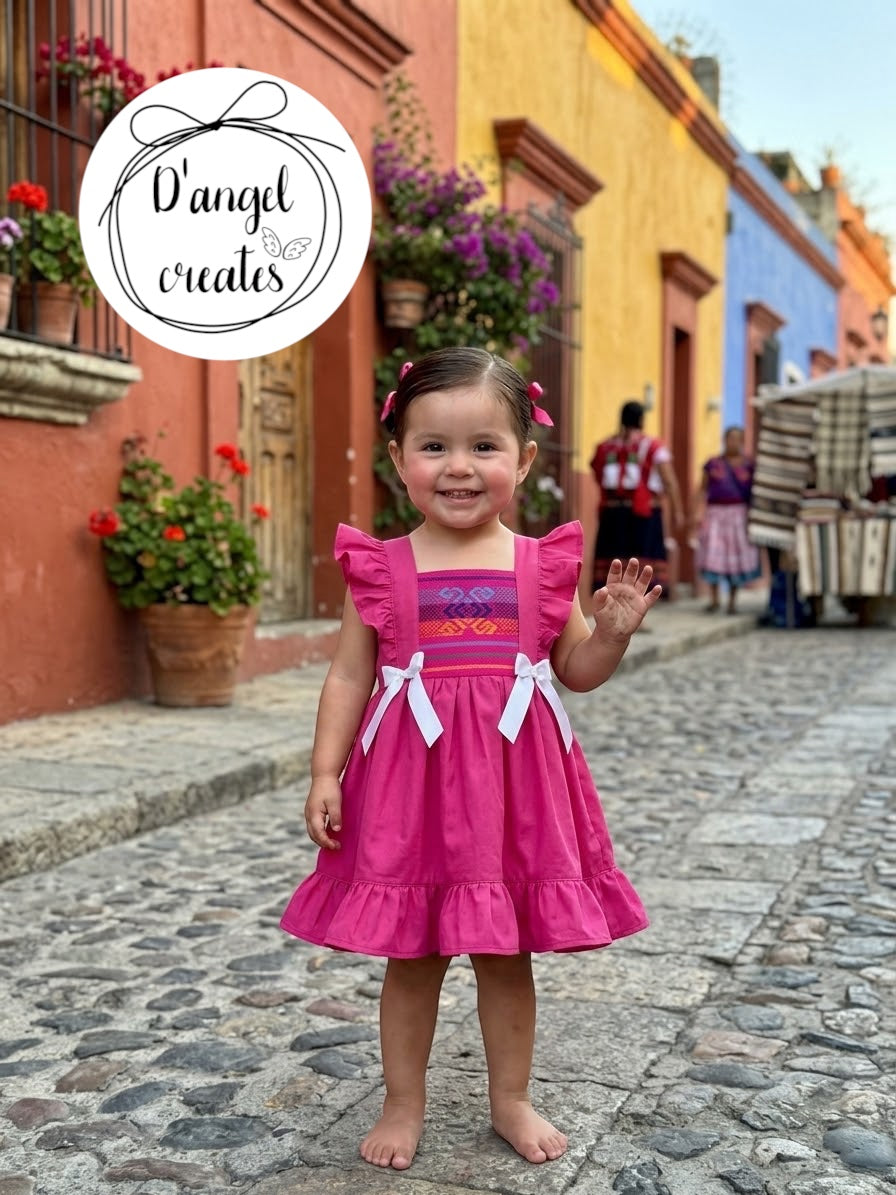 Pink, Fuschia, Folk Mexican Dress