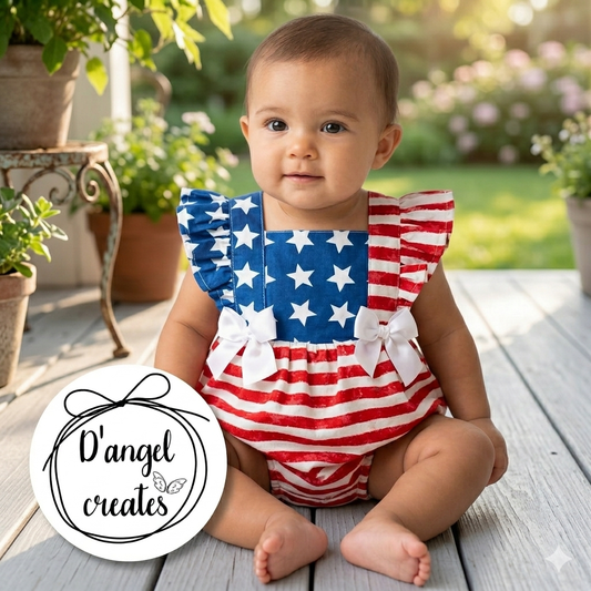 Flag, 4th of July Romper