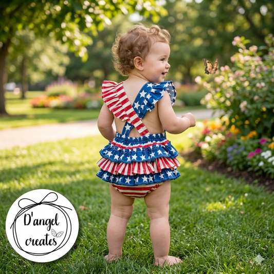 Flag, 4th of July Romper